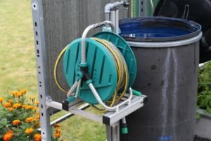 water barrel and hose