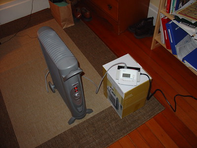 a gray machine to keep the room warm