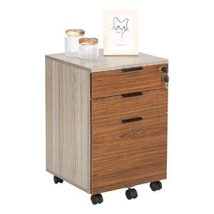 JJS 3 Drawer Rolling Wood File Cabinet